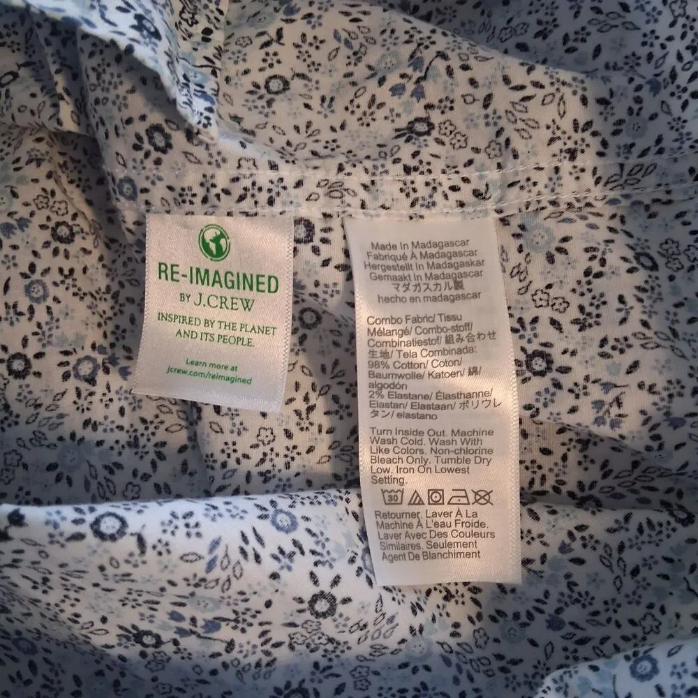 J Crew Men's Long Sleeve Micro-Floral Button-Down Shirt XXL Elevated Casual Prep